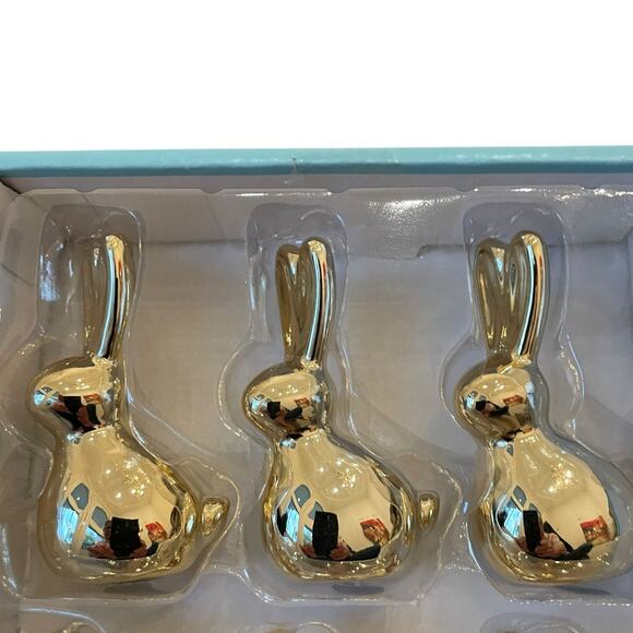 6pc Martha Stewart Gold Bunny Rabbit Figurines 3.25in Ceramic Easter Decor New - Picture 3 of 10